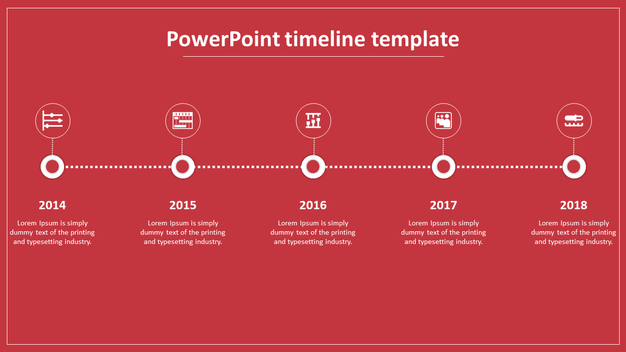 Effective PowerPoint Timeline Template With Red Background
